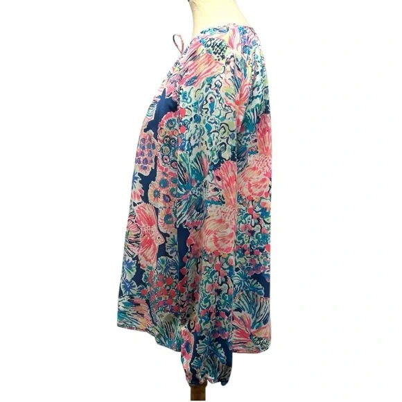 Lilly Pulitzer Sorella Long Sleeve Fish Print Pullover Top Women’s Medium - Picture 7 of 12